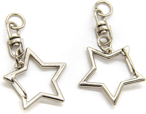 AUEAR, Keychain Metal Spring Snap for DIY Keychain Hanging Buckle and Bag Accessories Creative Key Ring Pentagram (30 Pack, Star Shape Design, Sil...