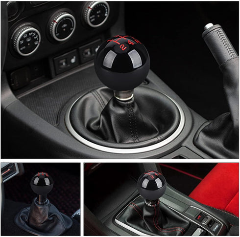 5 Speed Car Racing Gear Shift Shifter knob, Resin Polished Round Ball Shift Knob with 3 Adapters Compatible with Manual Car(Mini Black 5)...