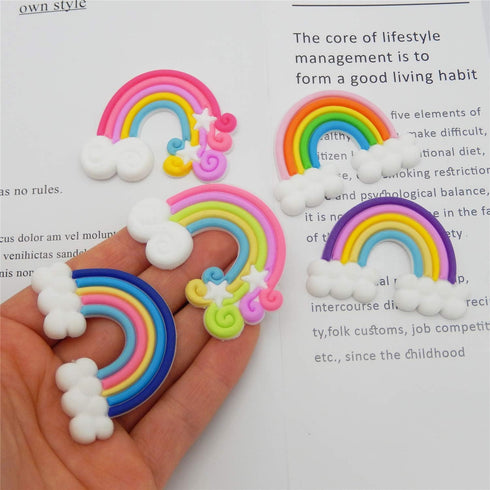 50pcs Assorted Cute Rainbow Slime Charms Clouds Ornaments Flat Back Charms for DIY Scrapbooking Crafts Accessories...