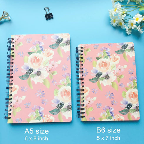 Spiral Notebooks, Cute Journals for Women, 4 Pack College Ruled Hardcover Notepad for Work, B6 Size, Small 5 × 7 Flower Journal Office Supplies...