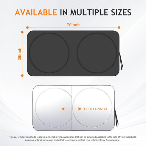 Windshield Sun Shade Car Window Shade UV Reflector Keeps Vehicle Cool Folding Sun Visor Heat and Sun Reflector (Ultra-Large 70 x 35 inches)...