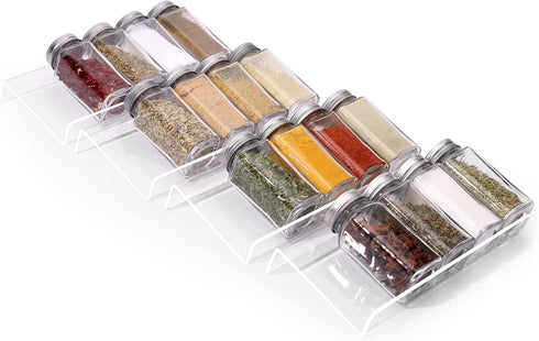 Clear Acrylic Spice Drawer Organizer, 4 Tier- 1 Set Seasoning Jars Drawers Insert, Kitchen Spice Rack Tray for Drawer/Countertop (Jars not include...