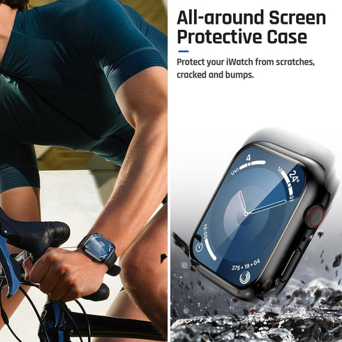 Goton Waterproof Case for Apple Watch 41mm Series 9 8 7 with Tempered Glass Screen Protector, iWatch Full Protective Hard PC Bumper Case Face Cove...