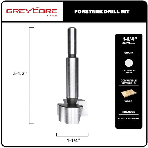 Tools 1-1/4 Inch x 3-1/2 Inch Forstner Drill Bit, High Speed Steel for Woodworking - Hardwood, Softwood and Plywood (1-1/4” Forstner)...