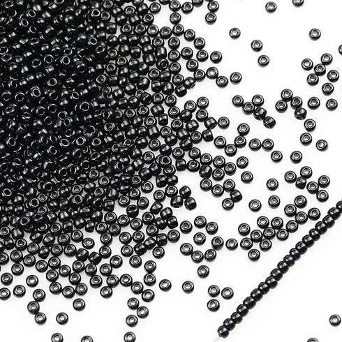 Opaque Black Color Loose Seed Beads About 4000pcs in Box 8/0 Glass Craft Seed Beads for Jewelry Making, Hole 0.7mm (Black)...