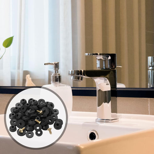 Faucet Washers,58 Pack Faucet Washer Assortment Kit Faucet Parts Washer Flat and Beveled Rubber Faucet Washers Assortment Replacement Kit for Repa...