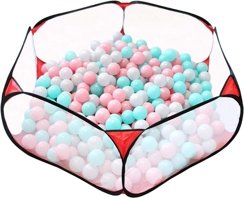 Portable Cute Hexagon Playpen Children Ball Pit, Indoor and Outdoor Easy Folding Ball Play Pool Kids Toy Play Tent with Carry Tote (Black and Red)...