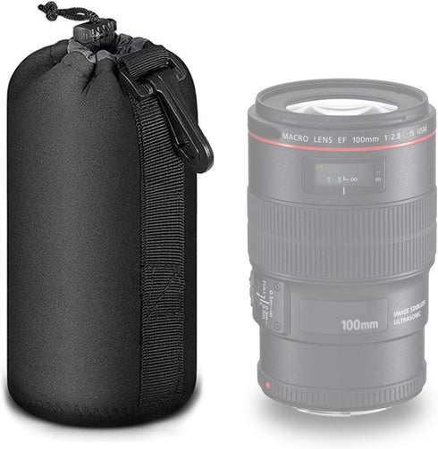 Selens Protective Drawstring Neoprene DSLR Camera Lens Pouch Bag Compatible with Olympus Panasonic, Large Size(Black)...