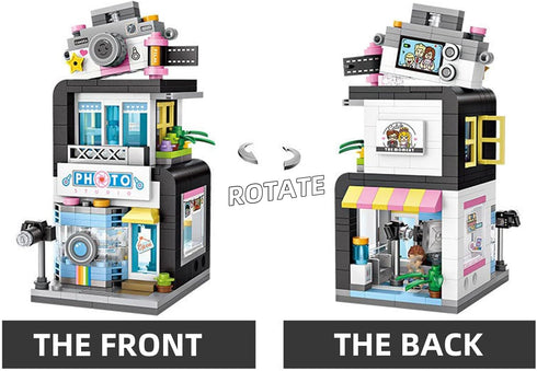 Mini City Shop Street View Building Blocks Model Set,Creative DIY Simulation Architecture Collection Particle Construction Building Bricks Toy for...