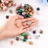 FASHEWELRY 50Pcs Chakra Round Stone Pendants Mixed Healing Crystal Quartz Gemstone Charms for Necklace Jewelry Making Hole: 2x7mm...