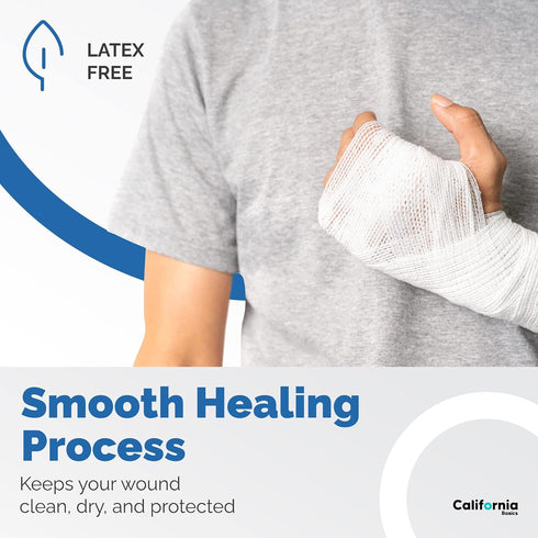 California Basics 12-Pack Gauze Bandage Roll with Tape, 2 Inches x 4 Yards - Soft, Stretchable & Breathable Wrap for Wound Care, First Aid & Medic...