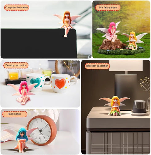4Pcs Miniature Fairy Figurines Small Resin Flower Fairies Ornaments Tiny Elf for DIY Fairy Garden Flower Pot Bonsai Micro Landscapes Craft Home Ta...