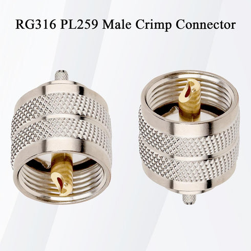PL-259 Male Crimp Connector,UHF SO239 Crimp Coax Connector for RG316 RG174 Coaxial Cable (Pack of 10)...
