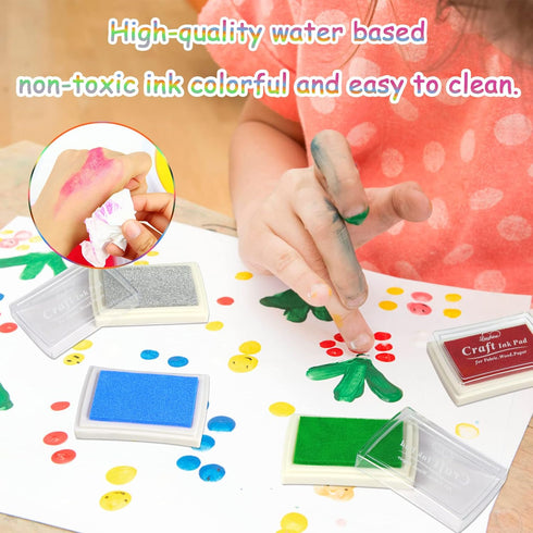 Craft Ink Pad for Rubber Stamps, Paper, Wooden, Fabric, Scrapbooking, Non-Toxic Finger Ink Pads for Kids (Black)...