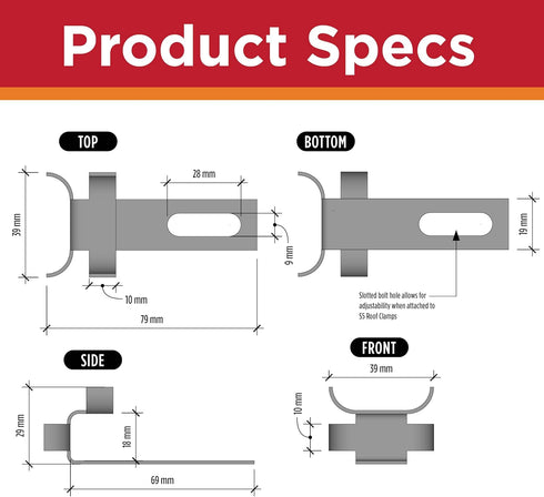 S5-SR-U Heat Cable Clips for Standing Seam Metal Roofs, 10 Pack (Must be Used with S5 Clamps-Sold Separately)...