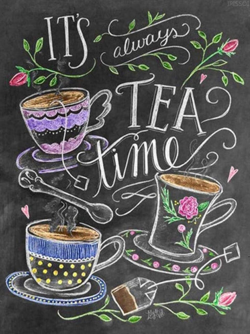 DIY 5D Diamond Painting Kits It's Tea Time Crystal Rhinestone Diamond Embroidery Arts Craft for Home Decoration 12x16 Inch......