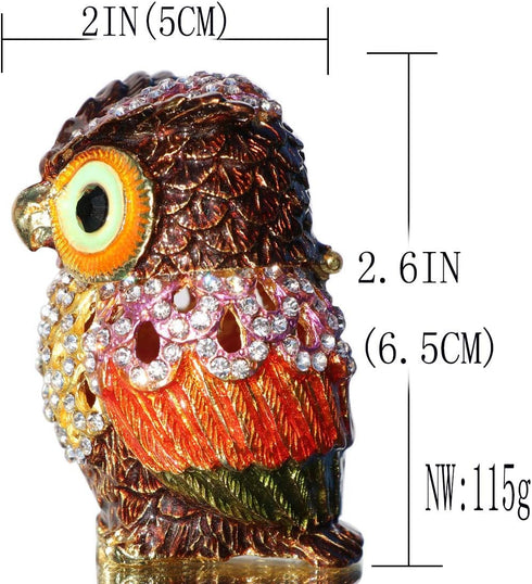Waltz&F Hollow owl Trinket Box Hinged Hand-painted Figurine Collectible Ring Holder...