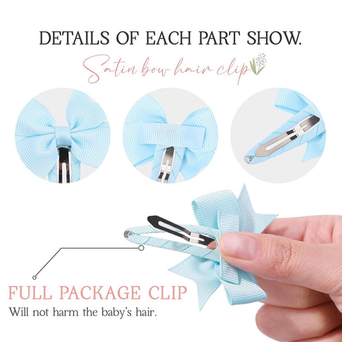 40PCS Snap Baby Hair Bows Clips for Girls Grosgrain Ribbon Fully Wapped 2 Inch Infant Hair Barrettes Accessories for Baby Girls Newborns Toddler...