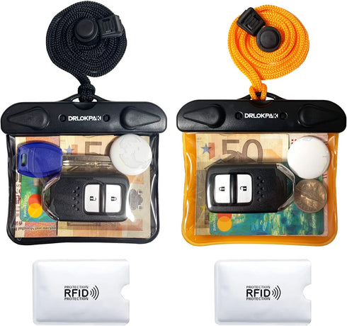 Submersible Waterproof Wallet Surf Dry Car Key FOB Case Bag 2Pack Waterproof Pouch Holder For Key Credit Door Ship Card Cash ID Driver Fishing Hun...