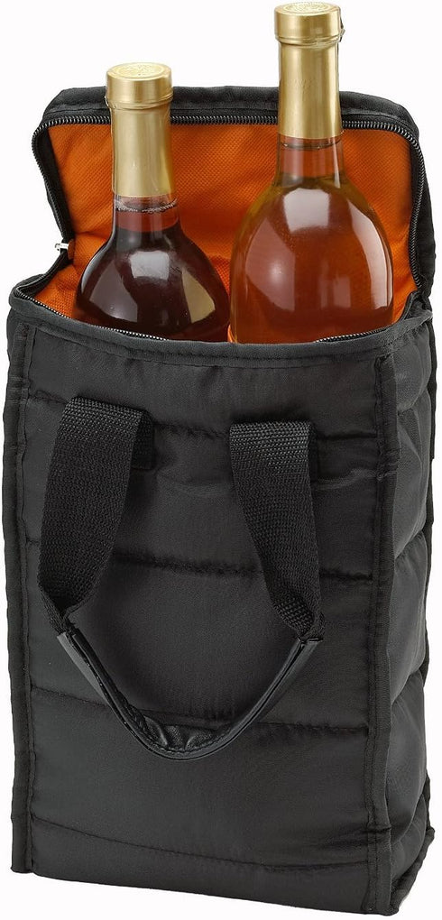 Handy Laundry Wine Carrier Tote Bag - 2 Bottle Pockets - Attractive wine bag with thick external padding, zipper and easy to carry handles. Perfec...