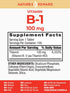 Nature's Reward Vitamin B1 100mg (Thiamine) - 100 Count - Vegetarian, Non-GMO & Gluten Free Supplement...