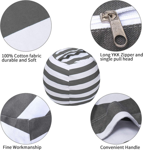 Miaowater 2 PCS Stuffed Animal Storage Bean Bag Chair Cover, Cotton Canvas Beanbag with Zipper for Organizing Kid's and Adults Room Grey 24"...