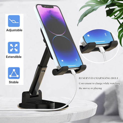 Rotatable Cell Phone Stand for Desk, Height Angle Adjustable Phone Holder Portable Phone Stand Compatible for Most Smartphones iPhone 14, Pro, Pro...