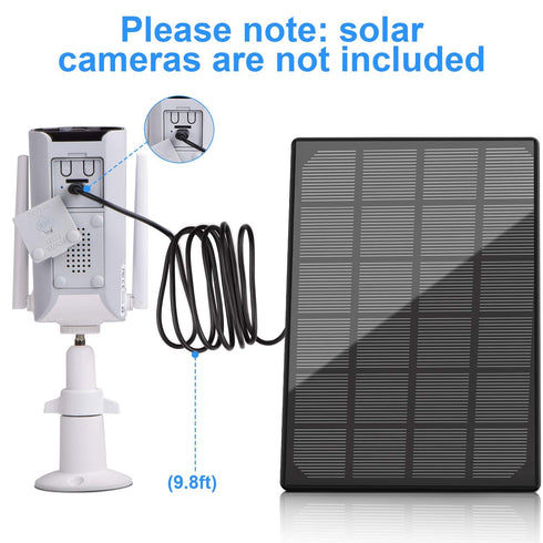 3W Solar Panel for Outdoor Wireless Security Camera, Continuously Power USB Solar Panel IP65 Waterproof, Adjustable Security Wall Mount (Black)...