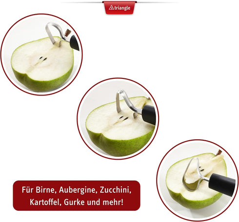 triangle Fruit and Vegetable Corer - Ultra-Sharp Stainless Steel with Two Cutting Widths - Removes Cores & Seeds - Dishwasher Safe...