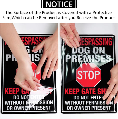 No Trespassing Dog On Premises Sign, 12"×8" Beware Of Dog Signs for Fence,Do Not Enter Aluminum Sign, Fade Resistant/Waterproof, Indoor or Outdoor...