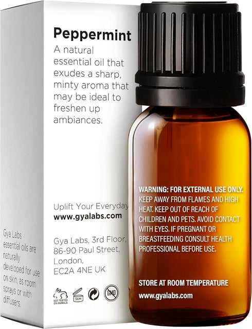 Gya Labs Peppermint Essential Oil for Diffuser & Hair - 0.34 Fl Oz - 100% Pure Natural Peppermint Mint Oil for Skin, Face, Body, Self-Care - Cooli...