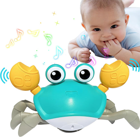 Crawling Crab Baby Toys - Infant Tummy Time Toys 3 4 5 6 7 8 9 10 11 12 Light-up Walking Sensory Induction Crabs, Interactive Toddler Christmas Ea...