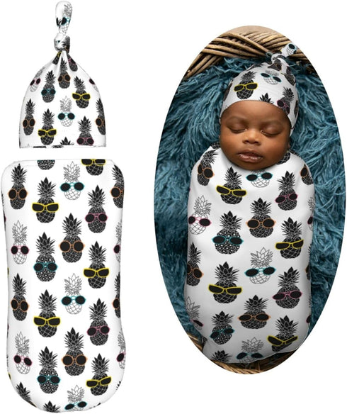 Fruit Wear Sunglasses Newborn Swaddle Blankets Hat Sets Soft Baby Receiving Blanket Swaddle Sack for Baby Shower Infant Boy Girl Gift...