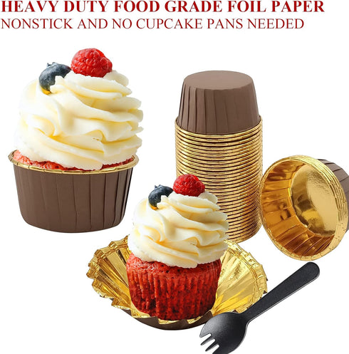 5.5 Oz Foil Cupcake Cups Muffin Tins 50 Pack,LNYZQUS Cupcake Liners With Dome Lids,Disposable Ramekins Pans Tins Cupcake Wrappers Holders,Large Mu...