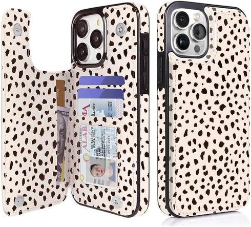 uCOLOR Compatible with iPhone 15 Pro Max 6.7" Wallet Case with Card Holder Slot Folio Flip Leather Kickstand Magnetic Clasp and RFID Blocking Desi...
