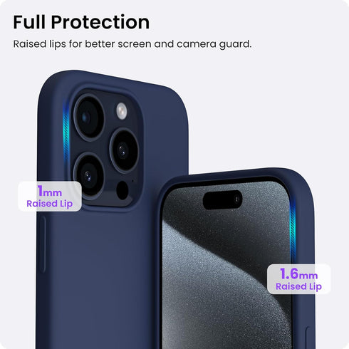 ORNARTO Compatible with iPhone 15 Pro Max Case 6.7", Slim Liquid Silicone 3 Layers Soft Gel Rubber Shockproof Protective Phone Case with Anti-Scra...