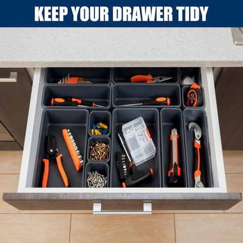 Tool Box Organizer Tray Divider, Toolbox Desk Drawer Organizer with 3 Sizes, Organization and Storage Toolbox for Garage Accessories (8pcs)...
