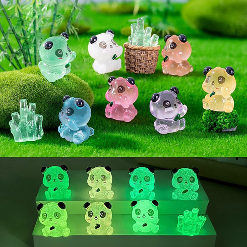 42Pcs Mini Panda Figurines Miniature Luminous Resin Animals Landscape Decoration Glow in the Dark Animals Figures for DIY Accessories Garden Micro...