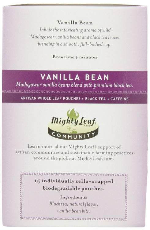 Mighty Leaf Vanilla Bean Black Tea, Rich and Creamy Flavor, 15 Silk Bags (Pack of 3)...