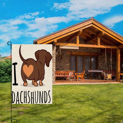 EMMTEEY Dachshund Art Garden Flag Double Sided Burlap Decoration 12.5x18 for Yard Outdoor Decor Garden Flag cute Dachshund Dog Cartoon Isolated on...