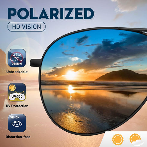Sunglasses Men Polarized Aviator Sunglasses for Men Women Fishing Driving Sun glasses Metal Frame UV400 Protection...
