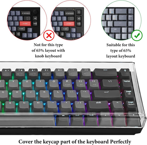 Geekria 65% Keyboard Dust Cover, Clear Acrylic Keyboard Cover for 68 Key Computer Mechanical Keyboard, Compatible with Keychron K7 Keyboard, Keych...