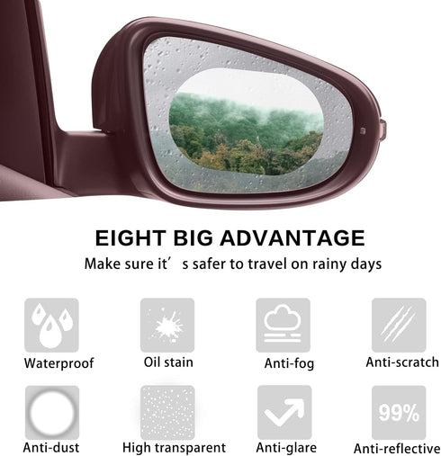12Pcs Car Rearview Mirror Film, LeeLoon Anti Fog Anti Glare Anti Scratch Anti Mis Rainproof Waterproof HD Nano Clear Protective Sticker Film for C...