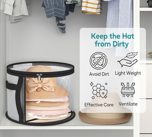 AOODA Oversized Clear Hat Storage Bag for Women, Holds up to 7 Caps Cowboy Hat Organizer for Closet, Wide Brims Hat Case with Carrying Handles (Gr...
