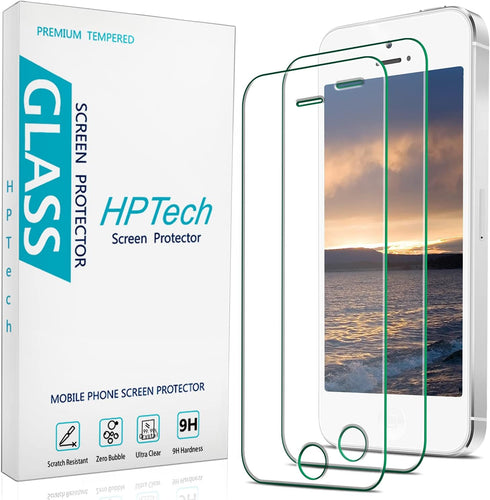 HPTech 2-Pack Tempered Glass For iPhone SE 2016, iPhone 5S, iPhone 5, iPhone 5C Screen Protector, Easy to Install, Bubble Free, 9H Hardness...