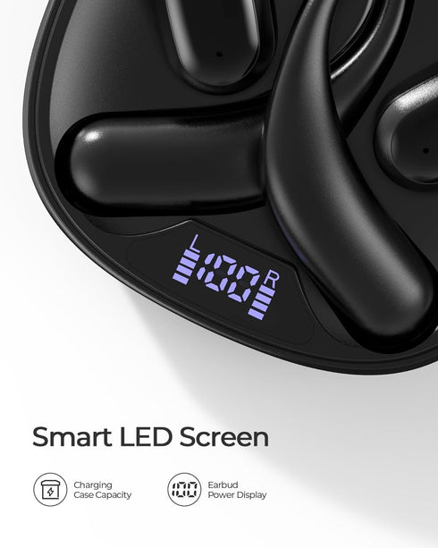 LeMuna Open Ear Headphones, Bluetooth 5.3 Wireless Earbuds with Earhooks, 60 Hours Playtime, Fast Charging, Sweat Resistant, Sport Earphones with ...