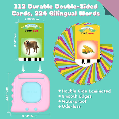 Pocket Speech Therapy Toys for 1 2 3 4 5 Years, Bilingual Spanish English 224 Sight Words Toddler Flash Cards Preschool Learning materialsToy, Mon...