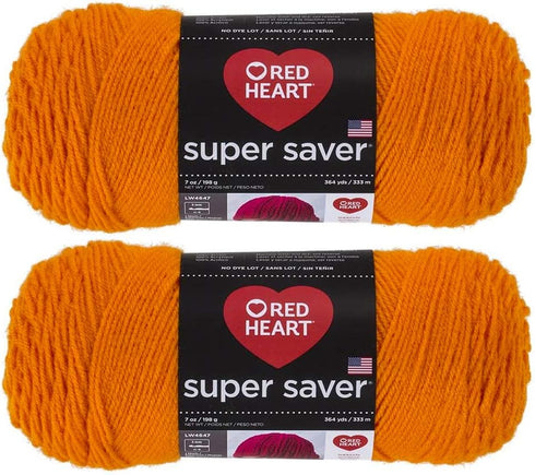 Bulk Buy: Red Heart Super Saver (2-Pack) (Pumpkin, 7 oz Each Skein)...