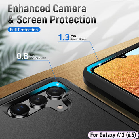 LMDAMZ for Galaxy A13(5G) 6.5 Inch Double Layer Hybrid Military Grade Rugged Shock Resistant Drop Case with 1 PCS Magnetic Car Mount and 2 PCS HD ...