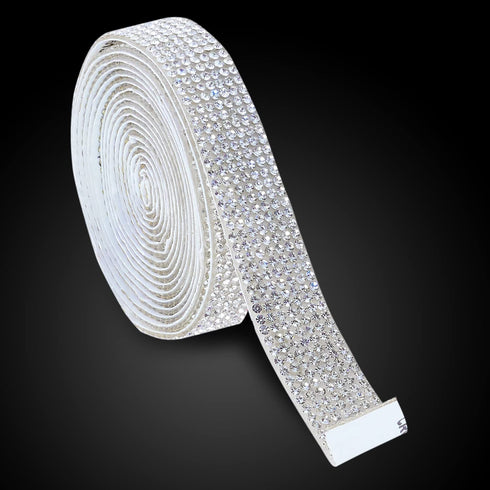 3 Yards Self-Adhesive Rhinestone Ribbon Strips,Crystal Diamond Sticker,Glitter Bling Tape Roll Banding Belt Wrap for Crafts DIY Event Dress Shoes ...